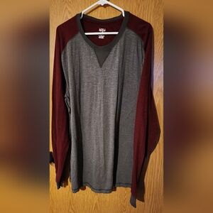 Gray and Burgundy Long Sleeve Shirt